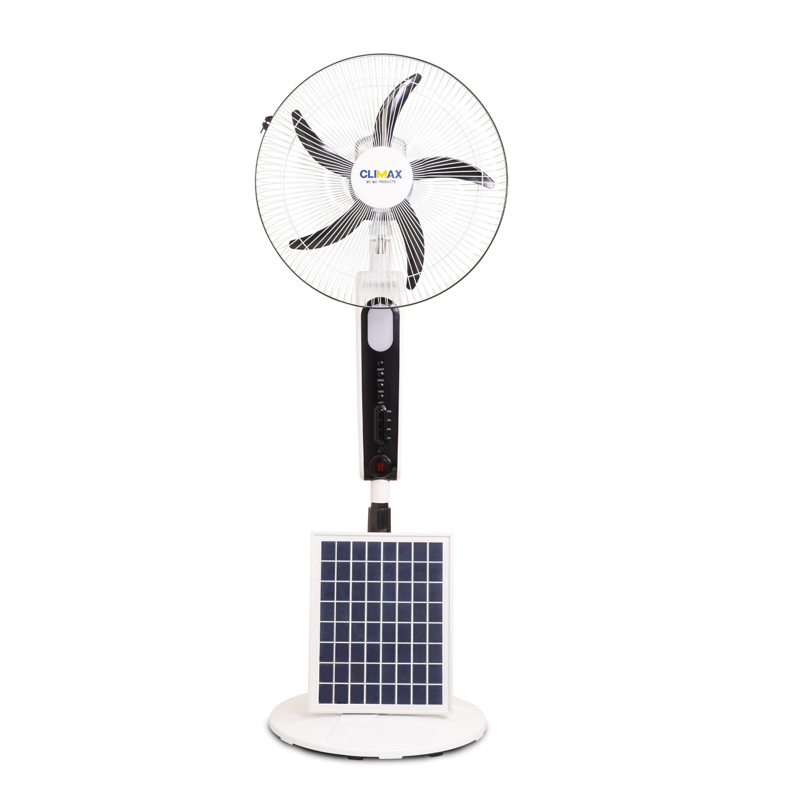 Ventilador Recargable de Pedestal Clímax (18″+Panel Solar)